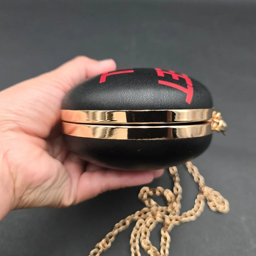 BAM Forever Sweet Pill Capsule Clutch Bag Gold Glitter Black Novelty Crossbody